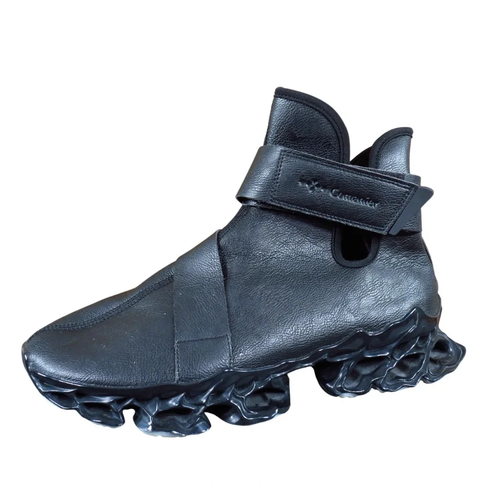 Comanier Mens High Top Sneaker 46 Fashion Athletic Black Sculptural Sole Leather